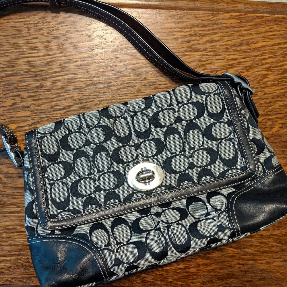 Coach Signature Convertible Handbag Black